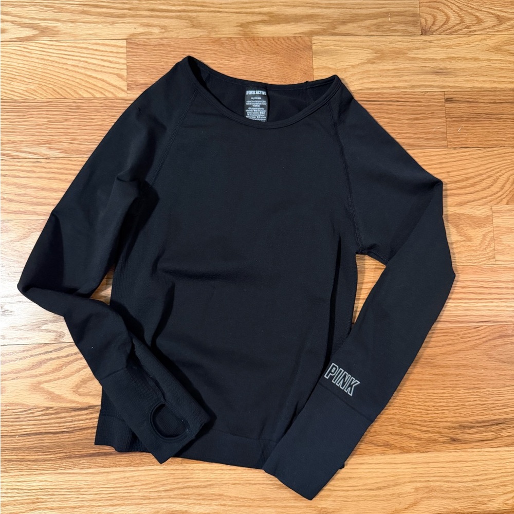 PINK ACTIVE Victoria's Secret Black Long Sleeve Fitted Top